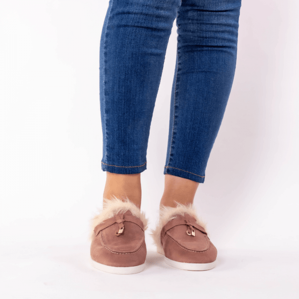 mule en mortadelle fourure blonde