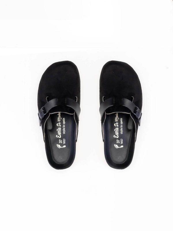 sabot daim femme noir