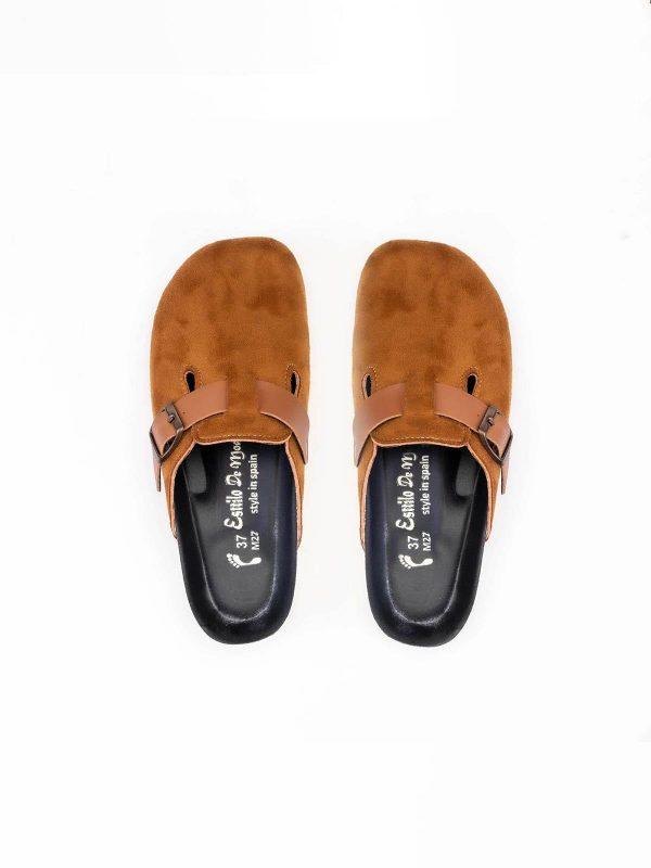 sabot daim femme tabac