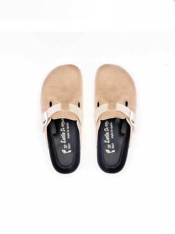 sabot daim femme beige