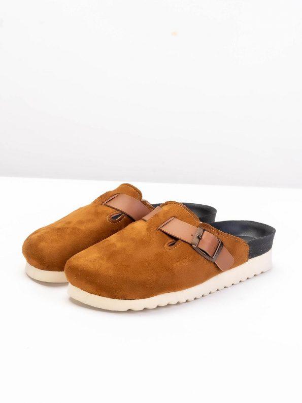 sabot daim femme tabac