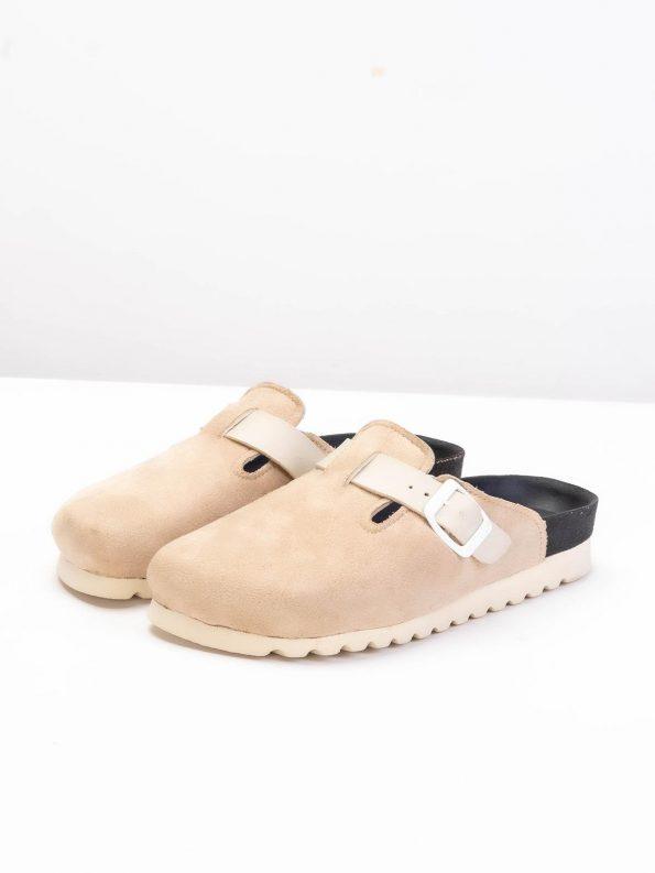 sabot daim femme beige