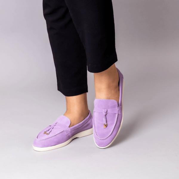 mocassin cuir en mauve
