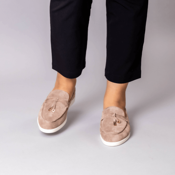 mocassin cuir en gris