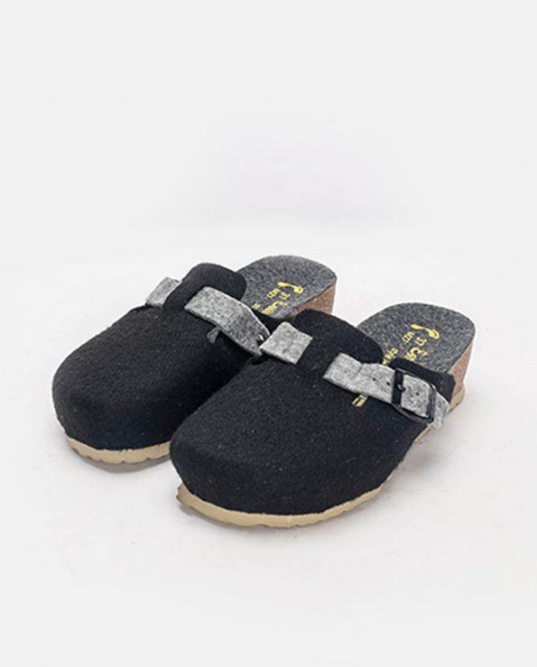 sabot pantoufle compensée noir 2 b g