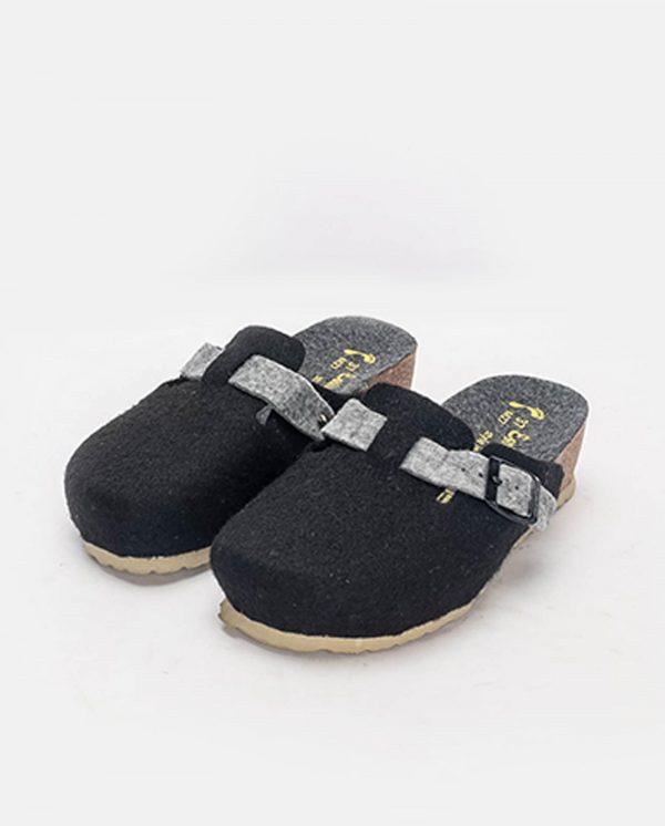 sabot pantoufle compensée noir 2 b g