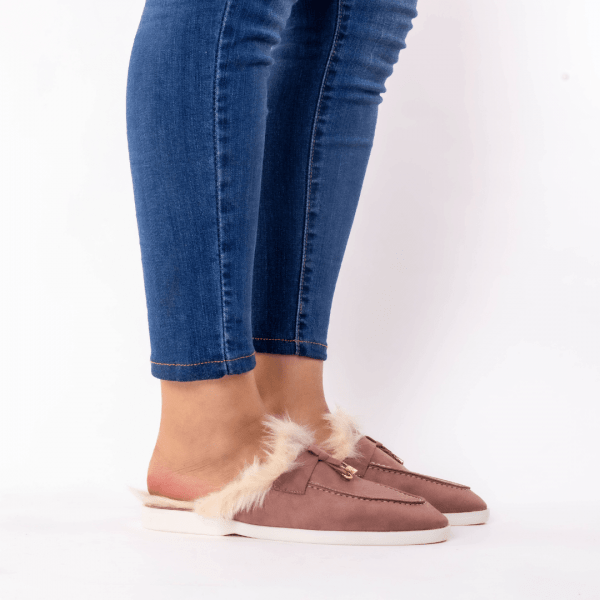 mule en mortadelle fourure blonde
