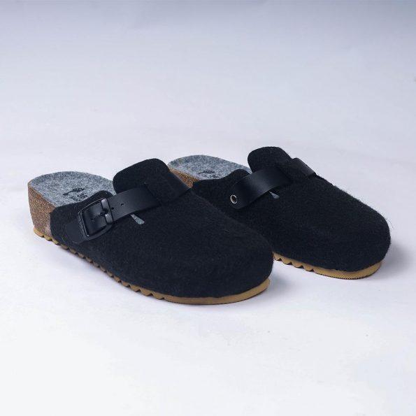 sabot pantoufle compensée noir