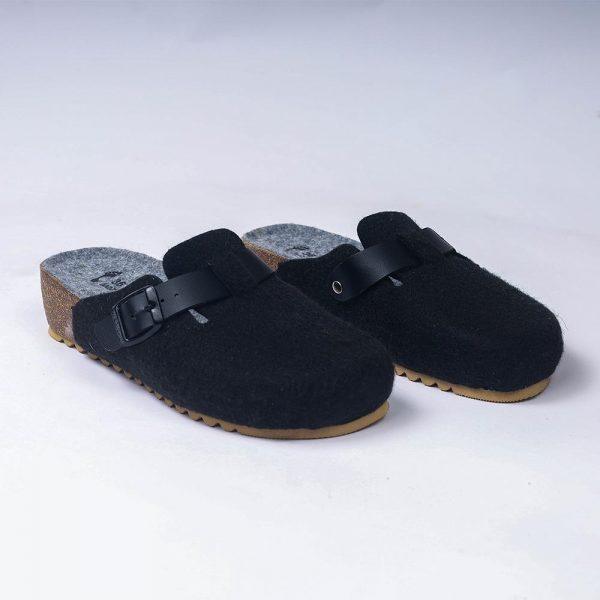 sabot pantoufle compensée noir
