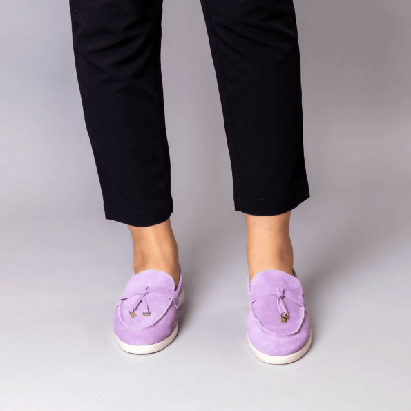 mocassin cuir en mauve