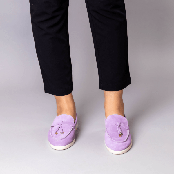 mocassin cuir en mauve