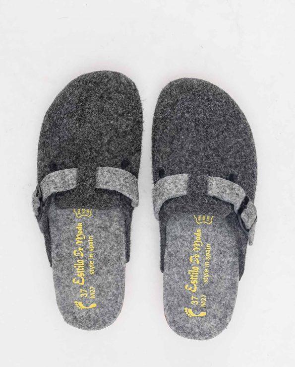 sabot compensée pantoufle gris foncée