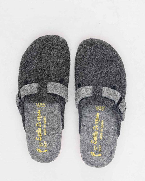 sabot compensée pantoufle gris foncée