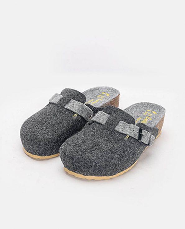 sabot compensée pantoufle gris foncée