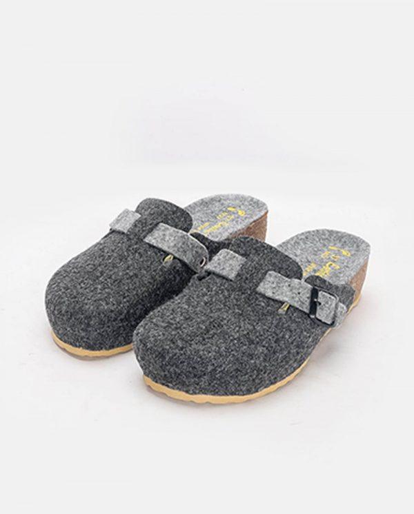 sabot compensée pantoufle gris foncée