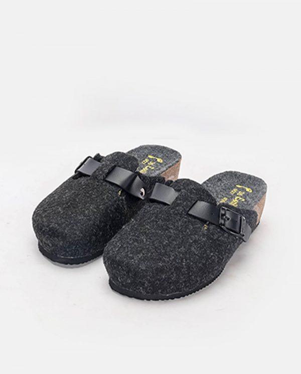 sabot pantoufle compensée noir