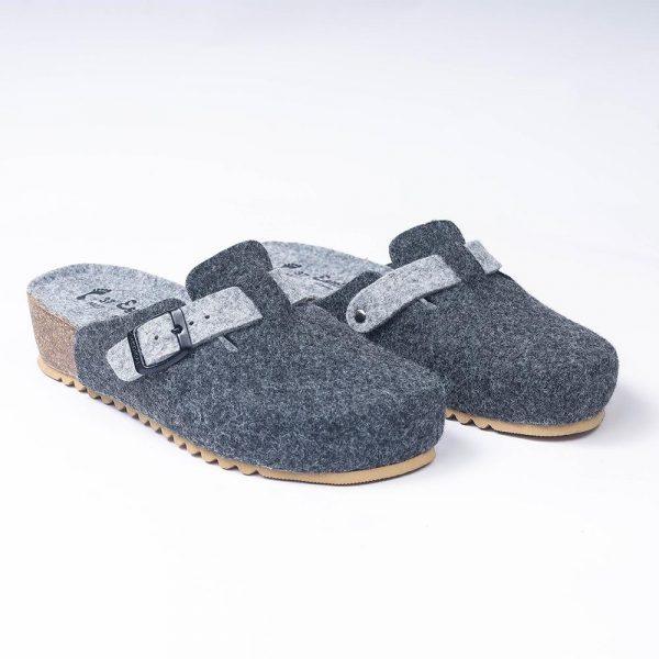 sabot compensée pantoufle gris foncée