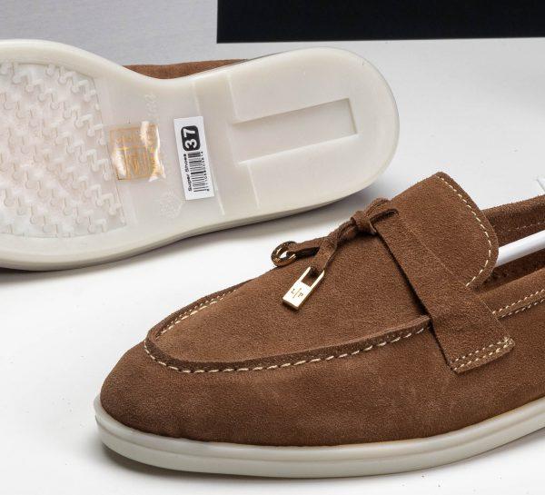 mocassin cuir daim en tabac