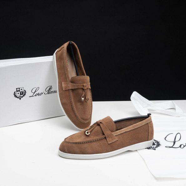 mocassin cuir daim en tabac