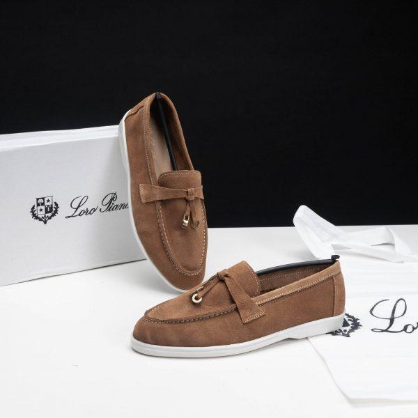 mocassin cuir daim en tabac