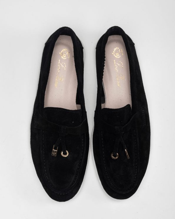 mocassin cuir daim en noir