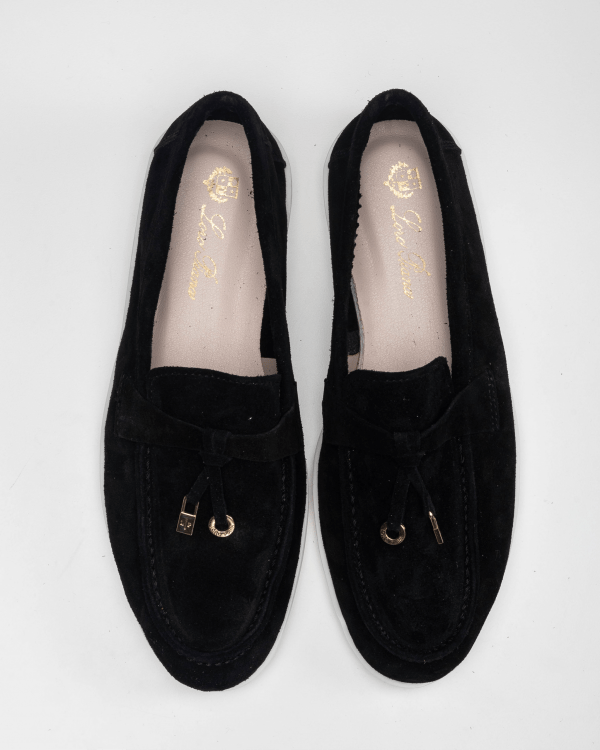 mocassin cuir daim en noir