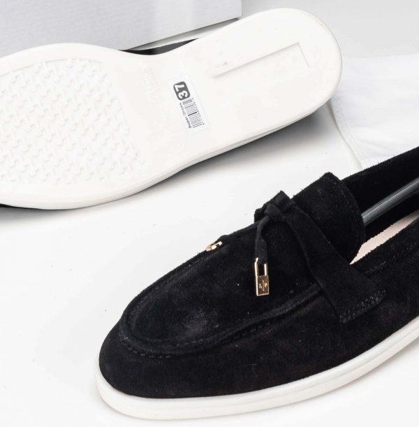 mocassin cuir daim en noir