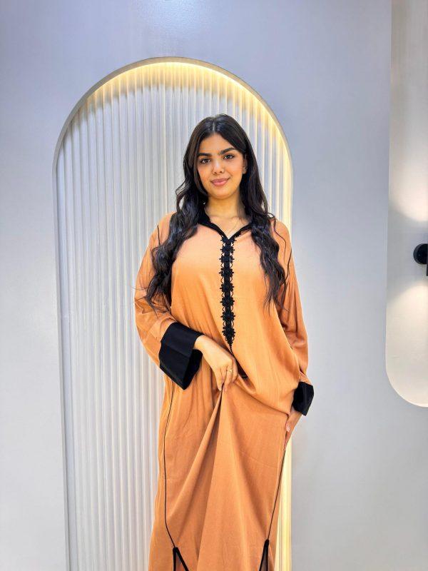 jellaba tasnim orange noir